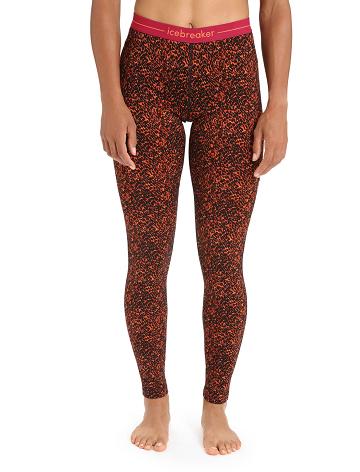 Black / Cherry Icebreaker Merino 200 Oasis Lichen Women's Leggings | AU 1525NWYB